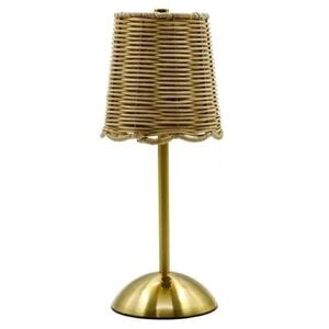 Sterling & Noble Cordless Indoor Rattan & Gold Colored Table Lamp Switch/Dimmer